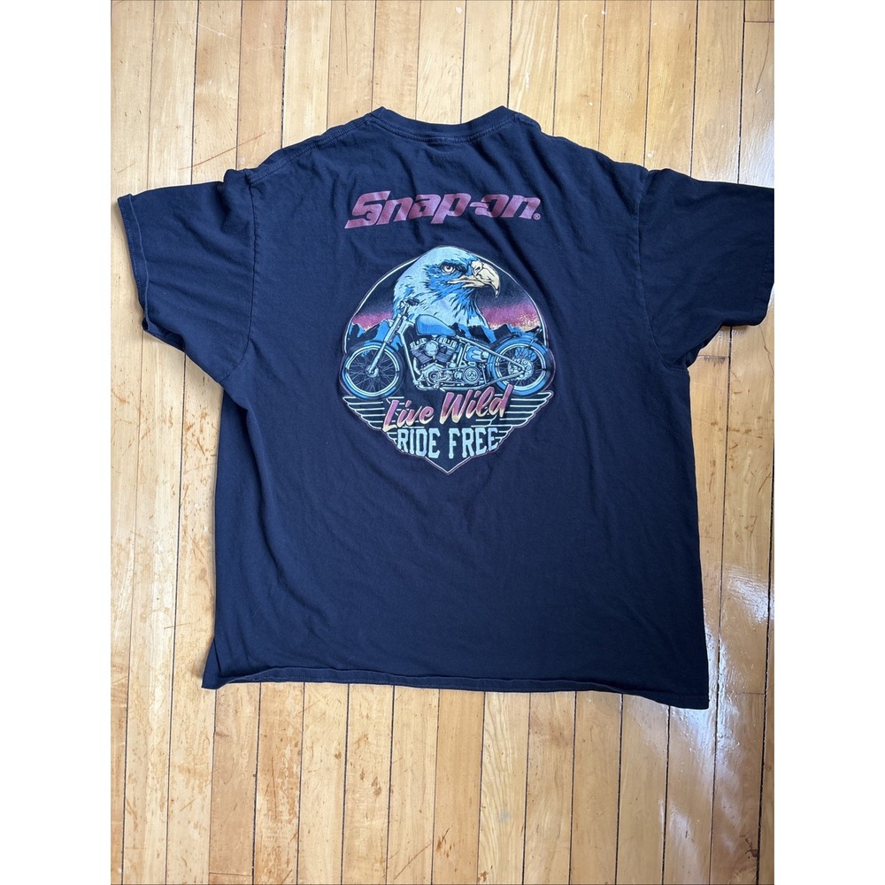 Snap On Tools Eagle Shirt Mens 2XL Black Live Wild Ride Free Workwear Grunge